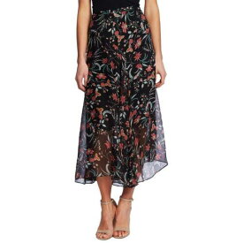 Cece CECE NEW Women's Floral-print Chiffon Tea-length A-Line Skirt TEDO レディース