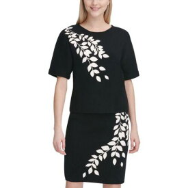 Calvin Klein カルバンクライン CALVIN KLEIN NEW Women's Leaf Graphic Short-sleeve Crewneck Sweater Top XS TEDO レディース