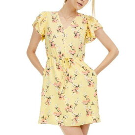 Maison Jules MAISON JULES NEW Women's Yellow Multi Floral Flutter-sleeve A-Line Dress S TEDO レディース