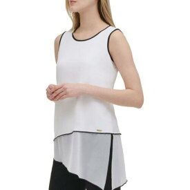 Calvin Klein カルバンクライン CALVIN KLEIN NEW Women's Asymmetrical Chiffon-hem Blouse Shirt Top S TEDO レディース