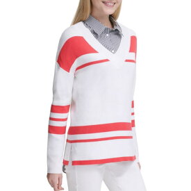 Calvin Klein カルバンクライン CALVIN KLEIN NEW Women's Striped Pullover V-Neck Sweater Top TEDO レディース