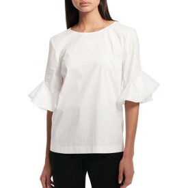 Calvin Klein カルバンクライン CALVIN KLEIN NEW Women's White Sheer Ruffle Sleeves Blouse Shirt Top XS TEDO レディース