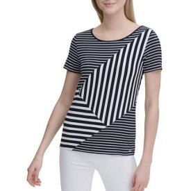 Calvin Klein カルバンクライン CALVIN KLEIN NEW Women's Navy Multi Multi-stripe T-shirt Casual Shirt Top S TEDO レディース