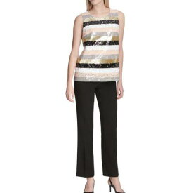 Calvin Klein カルバンクライン CALVIN KLEIN NEW Women's Multicolor Striped Sequined Blouse Shirt Top S TEDO レディース