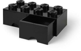 Room Copenhagen コペンハーゲン LEGO Brick 2 Drawers Stackable Storage with 8 Knobs in Black [New Toy] Black