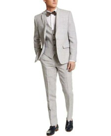 Bar III Men's Slim Fit Textured Linen Suit Separate Jacket Gray Size 46-L メンズ