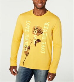 ゲス Guess Men's T-Shirt Crewneck Rose Graphic Front Tee Yellow Size XX-Large メンズ