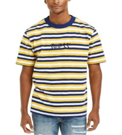 ゲス Guess Men's Logo Graphic Stripe T-Shirt Yellow Size Small メンズ