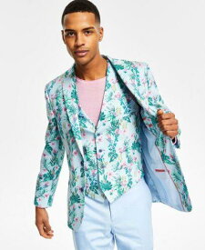 Bar III Men's Slim Fit Floral Print Suit Jacket Blue Size 44 メンズ