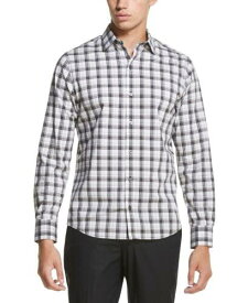 ディーケーエヌワイ DKNY Men's French Placket Plaid Stretch Woven Shirt White Size X-Large メンズ