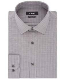 ディーケーエヌワイ DKNY Men's Stretch Gray Check Dress Shirt Dark Gray Size 34-35 メンズ