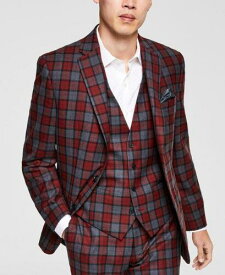 Bar III Men's Slim Fit RPlaid Suit Jacket Red Size 42 メンズ