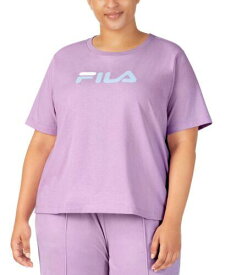 フィラ Fila Women's Thea Cotton Logo Short Sleeve T-Shirt Purple Size 1X レディース