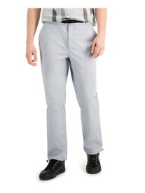 ALFANI Mens Climber Gray Belted Flat Front Regular Fit Cotton Blend Pants L メンズ