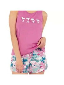 MUNKI MUNKI Mens Pink Elastic Band Sleeveless Tank Top and Shorts Pajamas S メンズ
