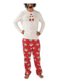 MUNKI MUNKI Mens Red Top Elastic Band Long Sleeve Straight leg Pants Pajamas XL メンズ