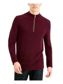 INC Mens Burgundy Turtle Neck Quarter-Zip Pullover Sweater S メンズ