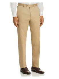 Designer Brand Mens Beige Flat Front Tapered Regular Fit Cotton Blend Pants 34R メンズ
