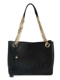 ヴァレンティーノ VALENTINO Women's Black Luisa Sauvage Logo Double Flat Strap Shoulder Bag レディース