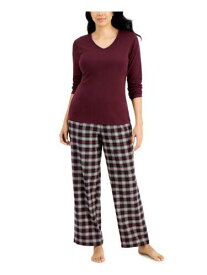 CHARTER CLUB Womens Burgundy Top Long Sleeve Straight leg Pants Pajamas XL レディース