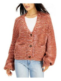 HOOKED UP Womens Coral Knit Button Front Cardigan Balloon Sleeve Sweater S レディース