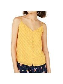 MAISON JULES Womens Gold Button Front Spaghetti Strap V Neck Tank Top Size: XXS レディース