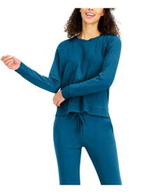 ALFANI Intimates Teal Pull-Over Crew Neck Rib-Knit Trim Pajama Top M レディース