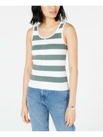 MAISON JULES Womens Green Striped Sleeveless Scoop Neck Top Size: M レディース