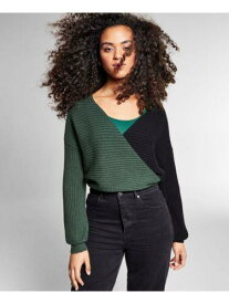 INC Womens Green With Inner Tank Top Long Sleeve Surplice Neckline Sweater XS レディース