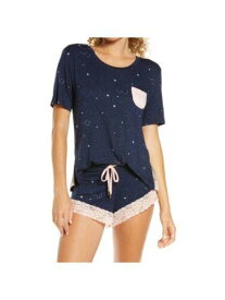 HONEYDEW Womens Something Sweet Navy Lace T-Shirt Top and Shorts Pajamas M レディース