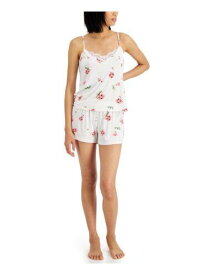 INC Womens White Lace Trim Spaghetti Strap Cami Top and Shorts Knit Pajamas XL レディース