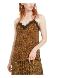 BAR III Womens Gold Lace-trim Animal Print Spaghetti Strap V Neck Evening Top XS レディース