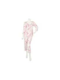 MISS ELAINE Womens Pink Top Ultra Soft 3/4 Sleeve Capri Pants Pajamas M レディース