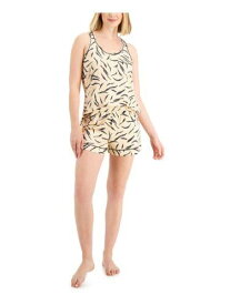 ALFANI Womens Beige Elastic Band Sleeveless Tank Top and Shorts Pajamas L レディース