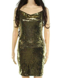 B DARLIN Womens Gold Spaghetti Strap Boat Neck Short Party Body Con Dress S レディース