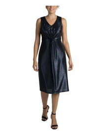 ドナリッコ DONNA RICCO NEW YORK Womens Navy Sleeveless Below The Knee Party Sheath Dress 10 レディース