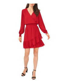 MSK Womens Red Long Sleeve Above The Knee Wear To Work A-Line Dress M レディース