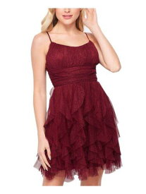 TEEZE ME Womens Maroon Adjustable Straps Mini Dress 5 レディース