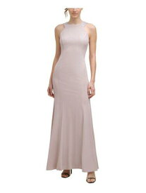 カルバンクライン CALVIN KLEIN Womens Beige Stretch Halter Full-Length Evening Gown Dress 6 レディース