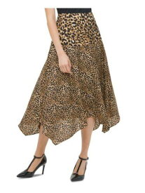 カルバンクライン CALVIN KLEIN Womens Beige Animal Print Midi Pleated Skirt 14 レディース