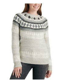 ラッキー LUCKY BRAND Womens Gray Printed Long Sleeve Jewel Neck Sweater Size: XS レディース