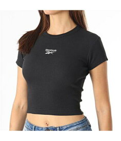 リーボック Reebok Womens Classic Ribbed Crop Basic T-Shirt Black Small レディース