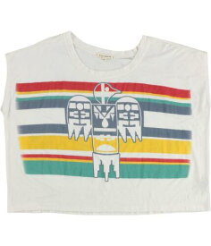 Title Unknown Womens Striped Aztec Bird Graphic T-Shirt Off-White Medium レディース
