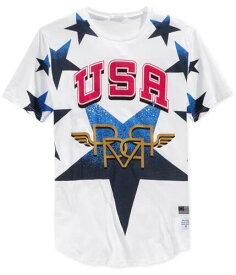 リーズン Reason Mens USA Stars Graphic T-Shirt White XX-Large メンズ