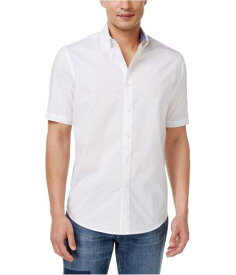 Club Room Mens Bancroft Poplin Button Up Shirt White Small メンズ