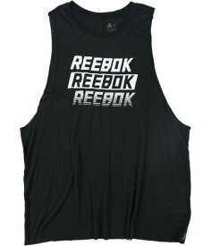 リーボック Reebok Womens Logo Muscle Tank Top Black Large レディース