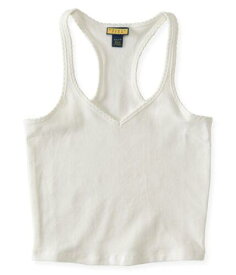 Aeropostale Womens Trimmed V-Neck Cami Tank Top Off-White Medium レディース