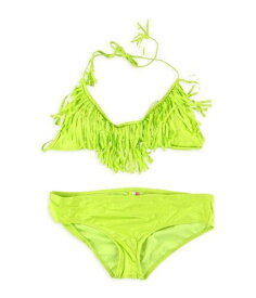 Raisins Womens Fringed Ruched Brief 2 Piece Bikini Green X-Large レディース