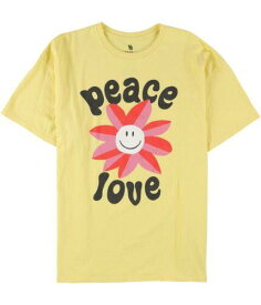 ジャンクフード Junk Food Mens Peace Love Flower Graphic T-Shirt Yellow X-Large メンズ