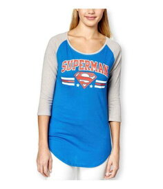 Bioworld Womens Superman Baseball Tunic Graphic T-Shirt Blue Small レディース